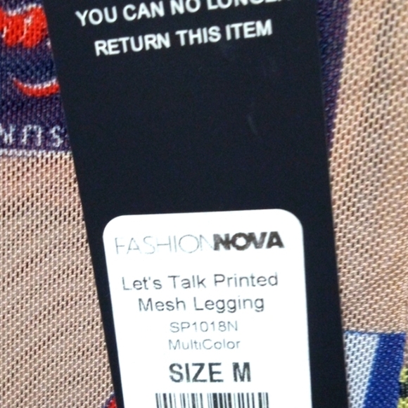 FASHION NOVA LET'S TALK PRINTED MESH LEGGINGS SWIM COVER PANTS SIZE MEDIUM NWT - Picture 6 of 6